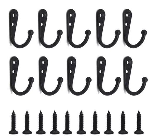 Zinc Alloy Wall Hooks with Screws | 1–30 Sets, Multi-Use Wall Hooks Set Peaceful Pleasures Health and Wellness