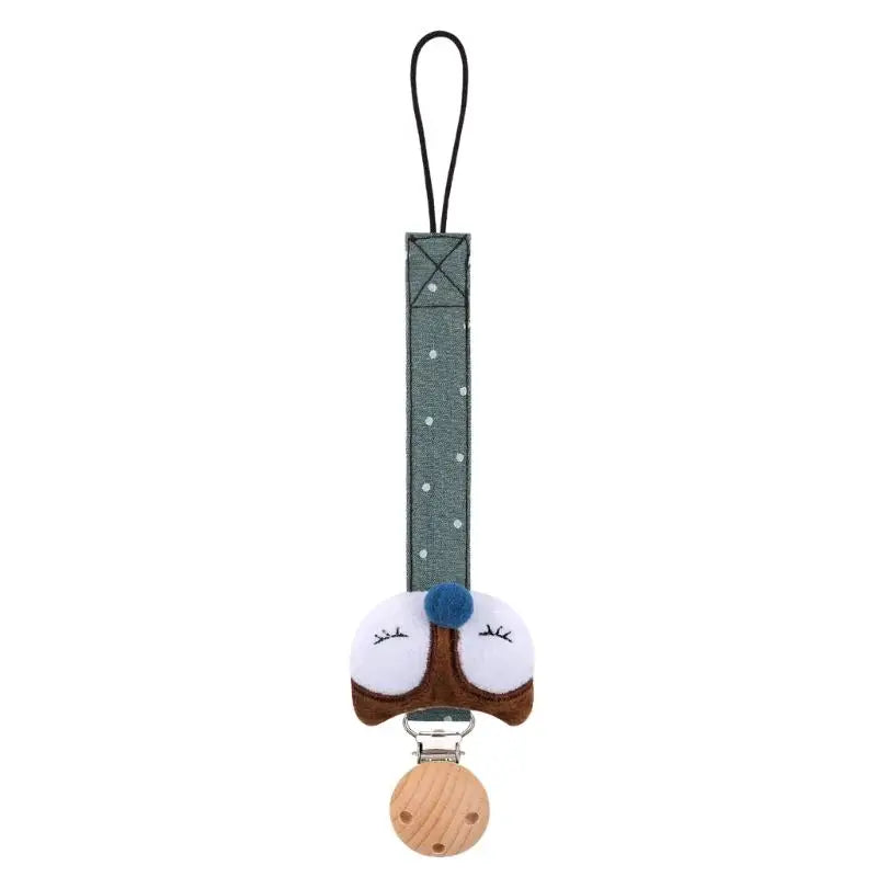 Baby Pacifier Holder Chain with Wooden Clip | Cotton Lanyard