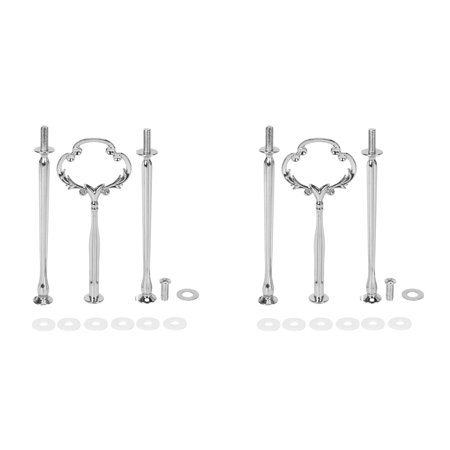 A36T-2 3 Tier Cake Plate Stand Heavy Metal Center Handle Fitting Hardware Rod Shape:Ornate Victoriana Color:Silver 2 Sets Peaceful Pleasures Health and Wellness