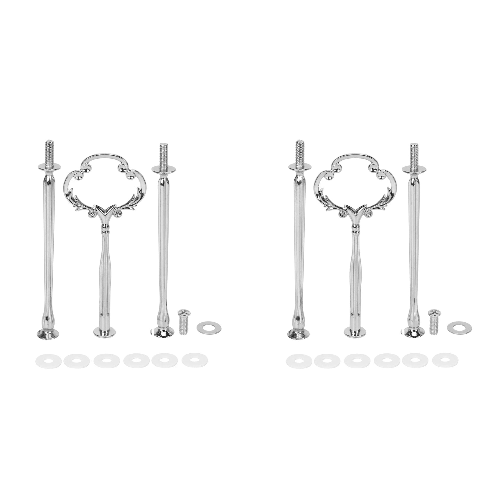 A36T-2 3 Tier Cake Plate Stand Heavy Metal Center Handle Fitting Hardware Rod Shape:Ornate Victoriana Color:Silver 2 Sets Peaceful Pleasures Health and Wellness