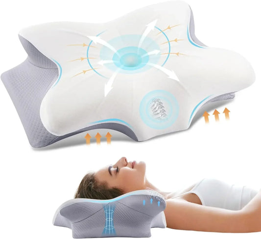 Ergonomic Memory Foam Cervical Pillow for Neck Support, Cooling Washable Pillowcase for Side Back Stomach Sleepers Peaceful Pleasures Health and Wellness United States