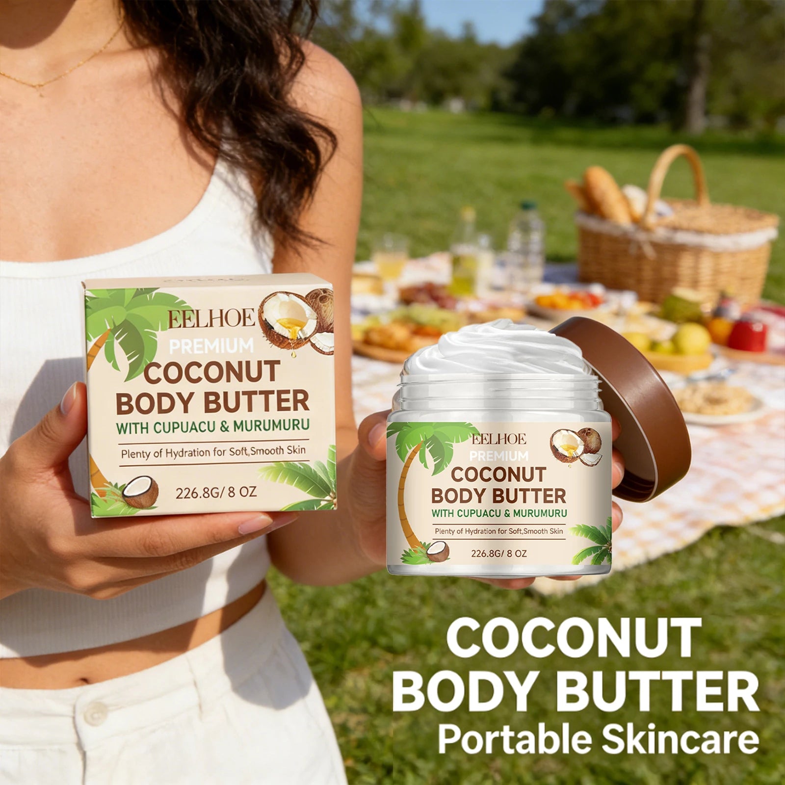 Coconut Moisturizing Body Lotion Soothing Skin Improving Skin Elasticity Reducing Dryness Long-Lasting Hydration Body Care Cream Peaceful Pleasures Health and Wellness