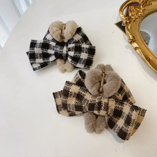 New Korean Style Hairy Hair Accessories with Bow Tie Autumn Hair Clip Women's Back of The Head Clips Big Hair Clips Shark Clips Peaceful Pleasures Health and Wellness