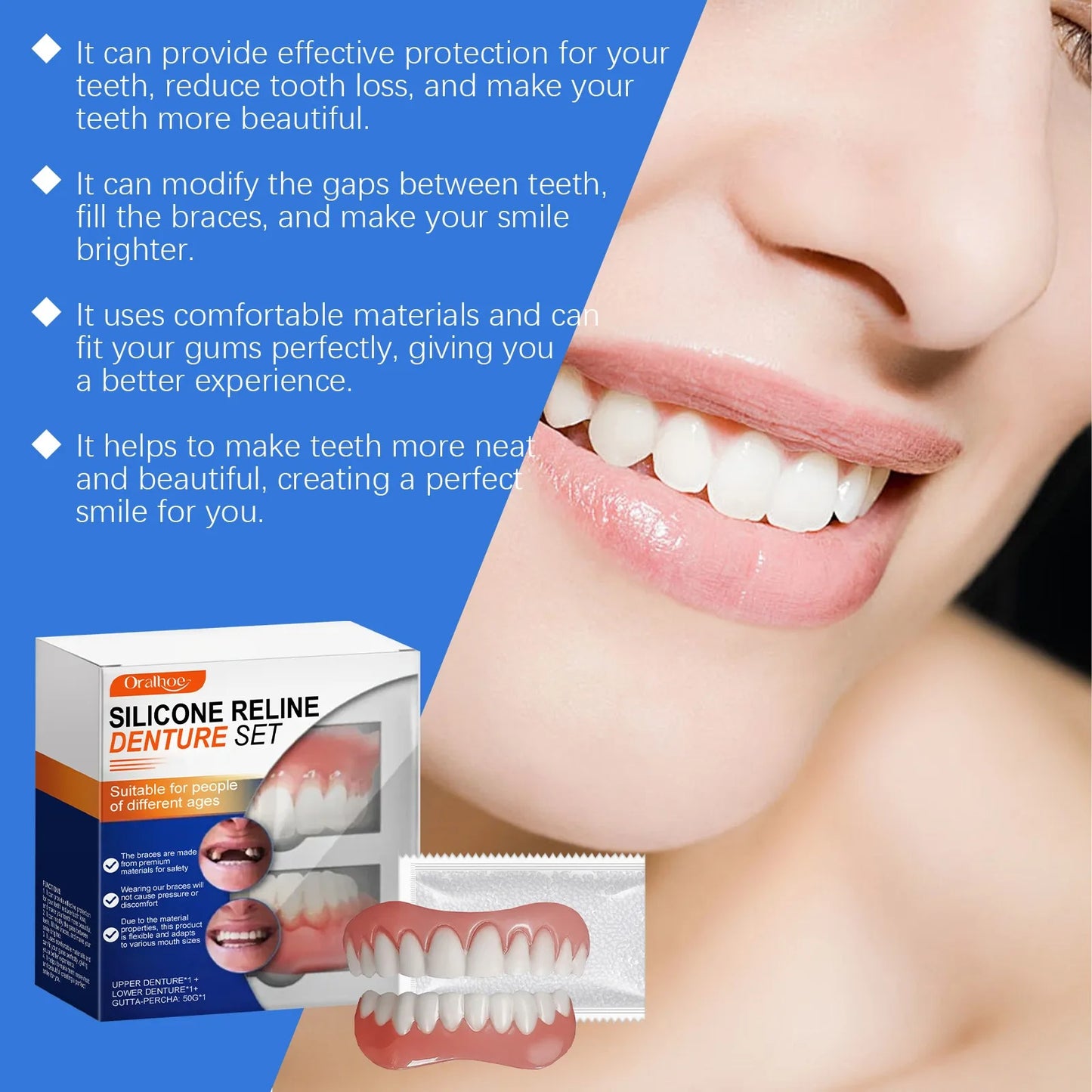 Oralhoe Soft Silicone Denture Liner Kit – Upper & Lower Set