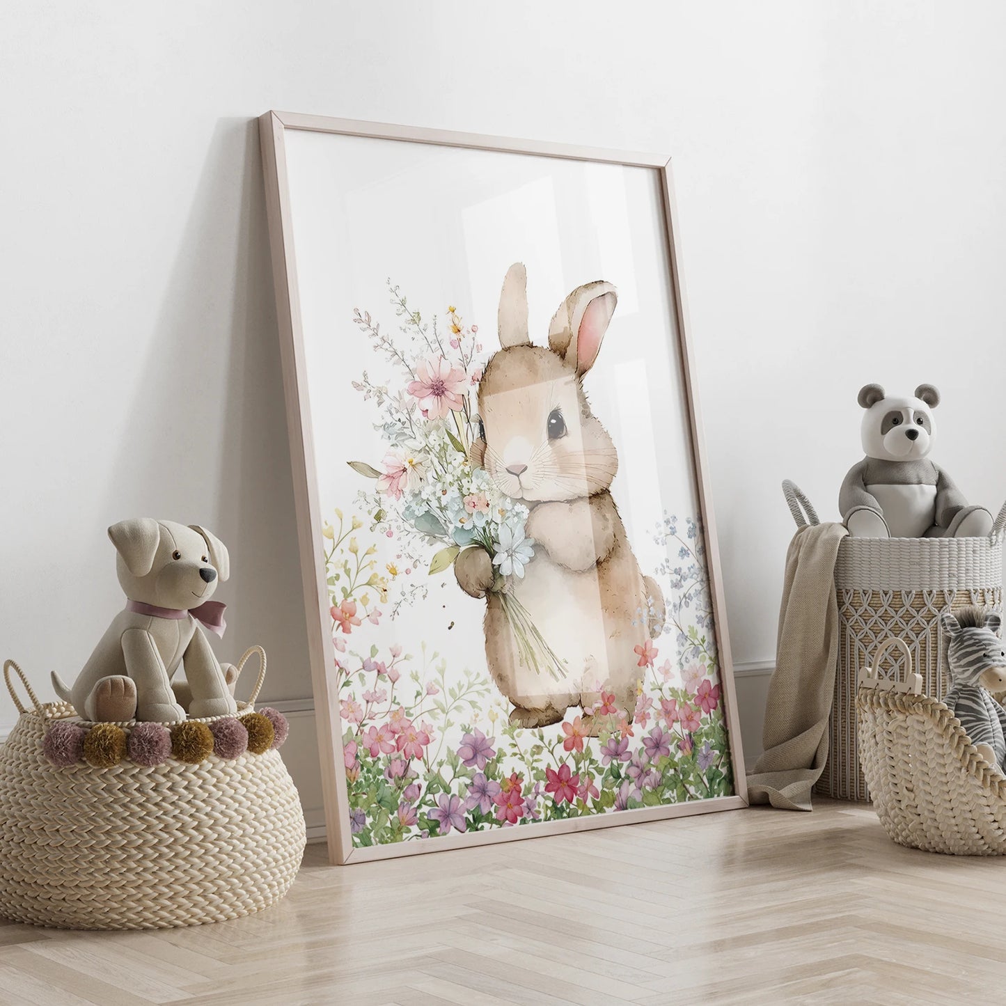 Personalized Butterfly Rabbit 3-Piece Canvas Wall Art | Kids Room