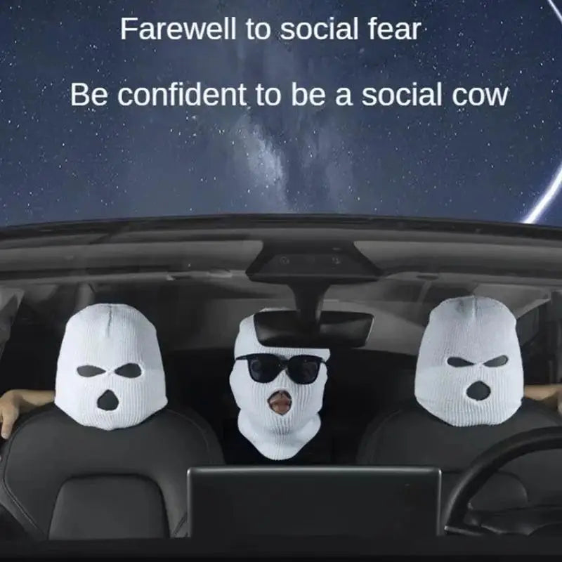 3-hole Car Seat Headrest Full Face Cover Ski Mask Hat Anti Ash Protection For Car Interior Seats Funny Cover Decoration Peaceful Pleasures Health and Wellness