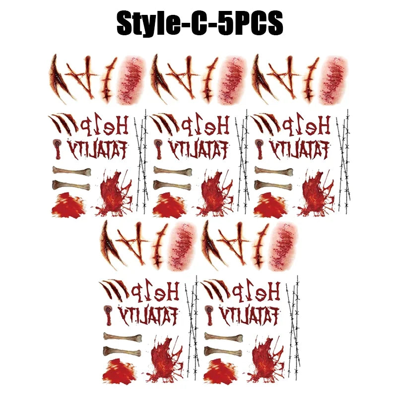 Halloween Horror Temporary Tattoos – Bloody Scar & Wound Stickers
