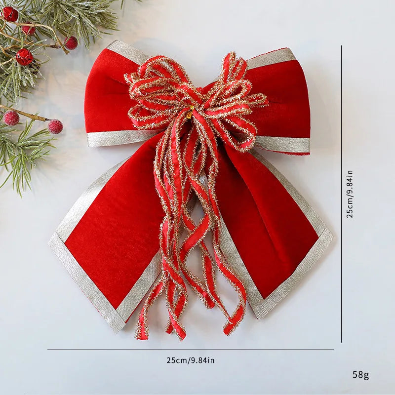 25cm Glitter Christmas Bow Decoration | Xmas Tree Pendant
