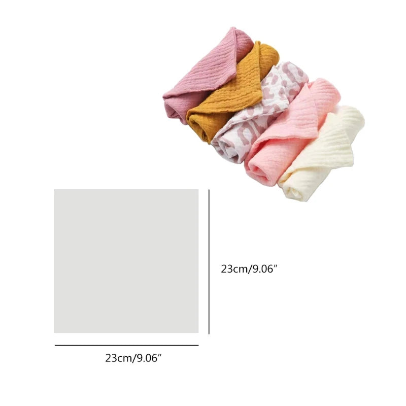 5-Pack Baby Cotton Washcloths – Soft Muslin Bibs & Face Wipes