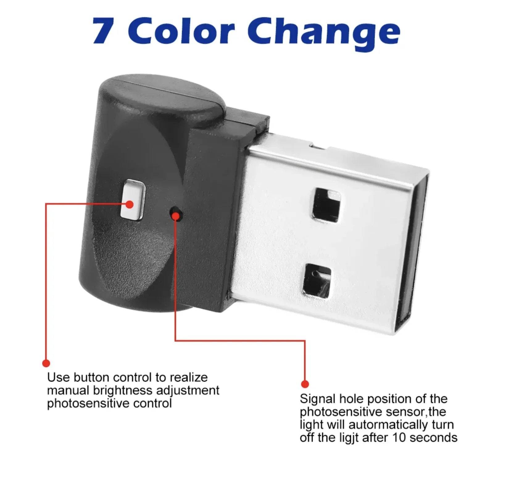 Mini USB LED Car Light Auto Interior Atmosphere Light Emergency Lighting Light rgb Auto Colorful Decorative Lamp Car Accessory Peaceful Pleasures Health and Wellness
