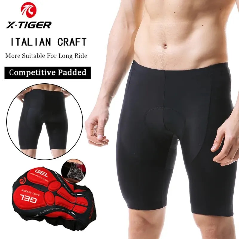 X-TIGER Men's Gel Pad Cycling Shorts – MTB & Road Bike