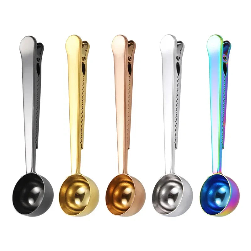 Stainless Steel Coffee Measuring Spoon with Bag Clip