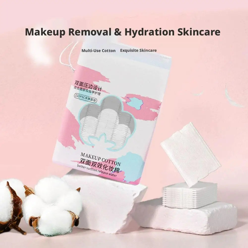 3-Layer Makeup Cotton Pads 50/100/222 Pack with Travel Bag