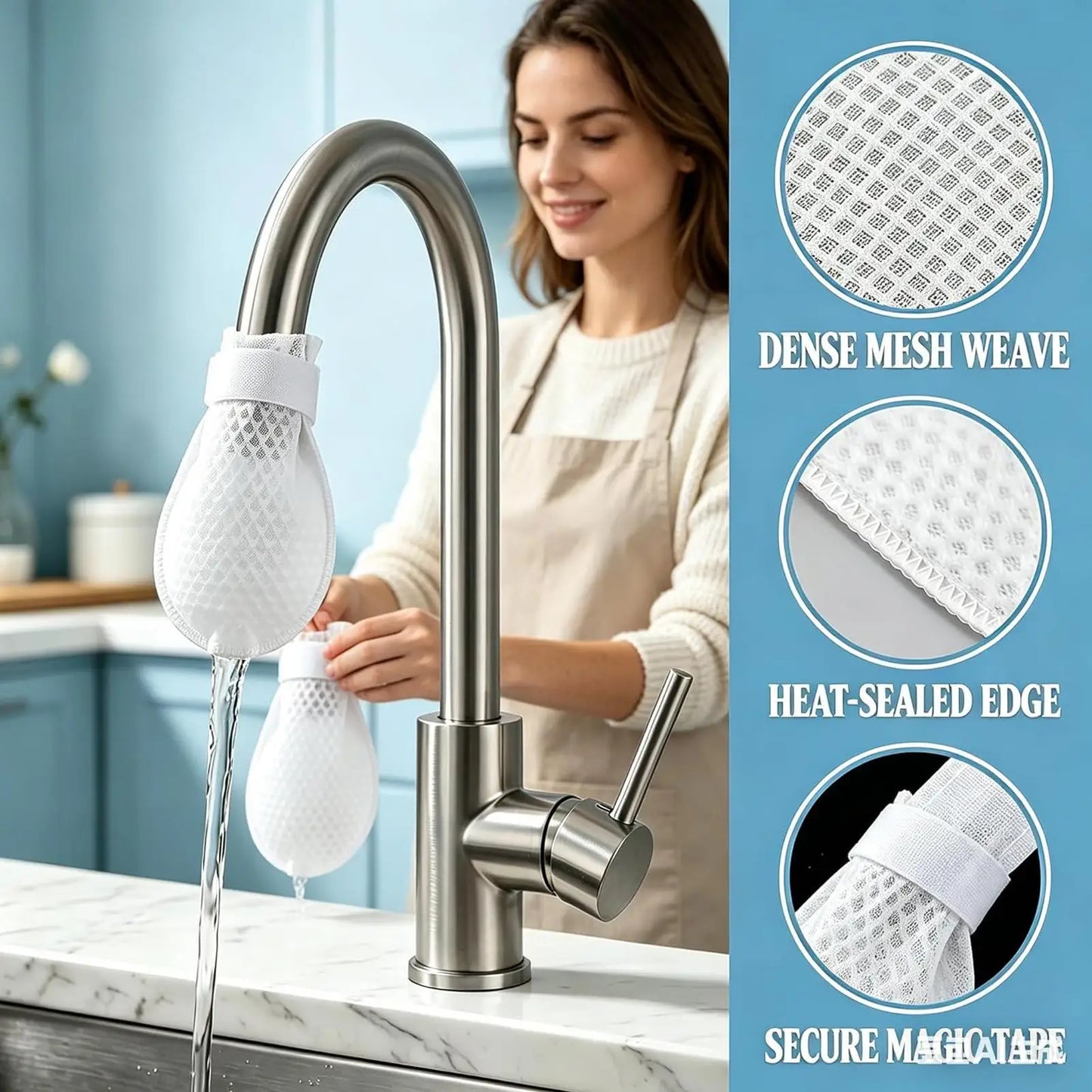 Reusable Faucet Filter Cotton Bag Fine Fiber Purification Sock Sediment Barrier For Limescale, Kitchen Bath Shower Coffee Drink Peaceful Pleasures Health and Wellness