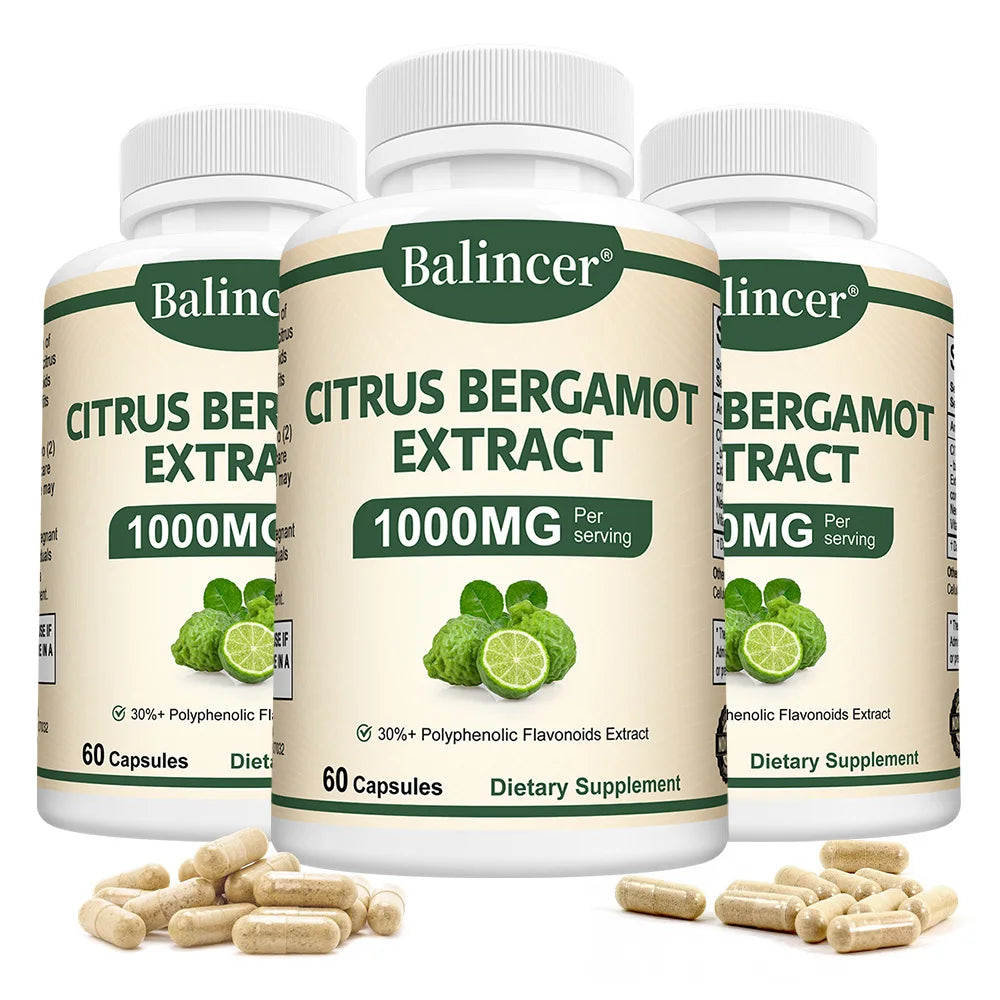 Citrus Bergamot Capsules 1000mg, Heart Health, Cardiovascular, Cholesterol & Blood Sugar & Immune Health Support, Antioxidant Peaceful Pleasures Health and Wellness 60 count-3 bottle