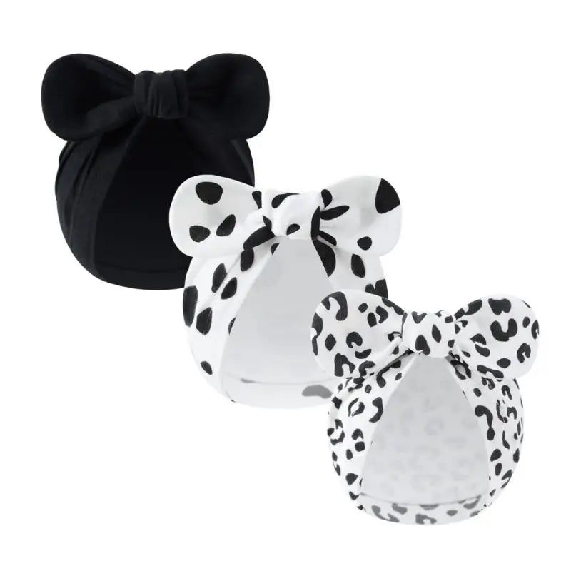 3-Pack Newborn Baby Bowknot Hats – Soft Cotton Infant Caps