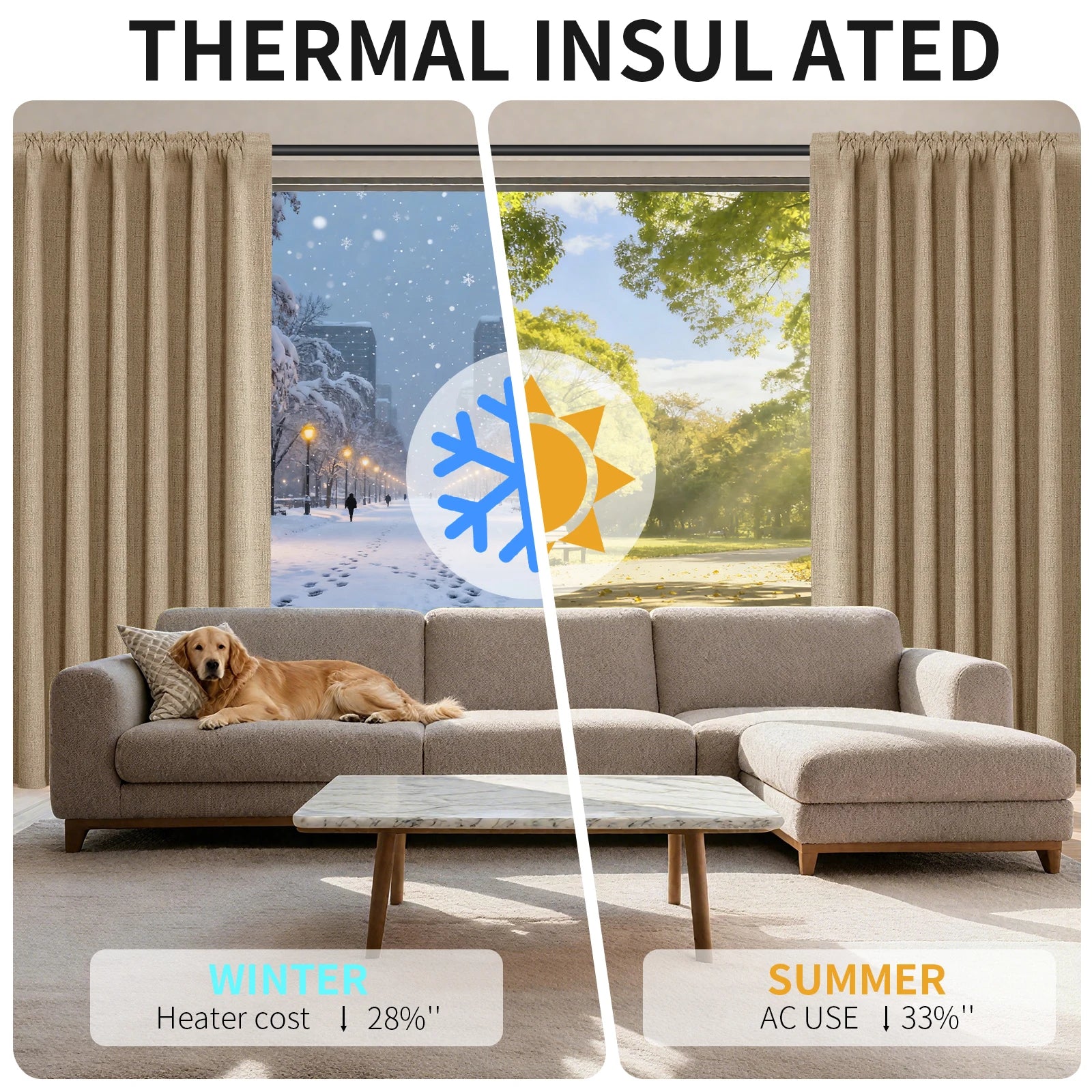 2 Panels Blackout Curtains Thermal Insulated Linen Curtain for Living Room Rod Pocket Light Blocking Drapes Window Treatment Peaceful Pleasures Health and Wellness