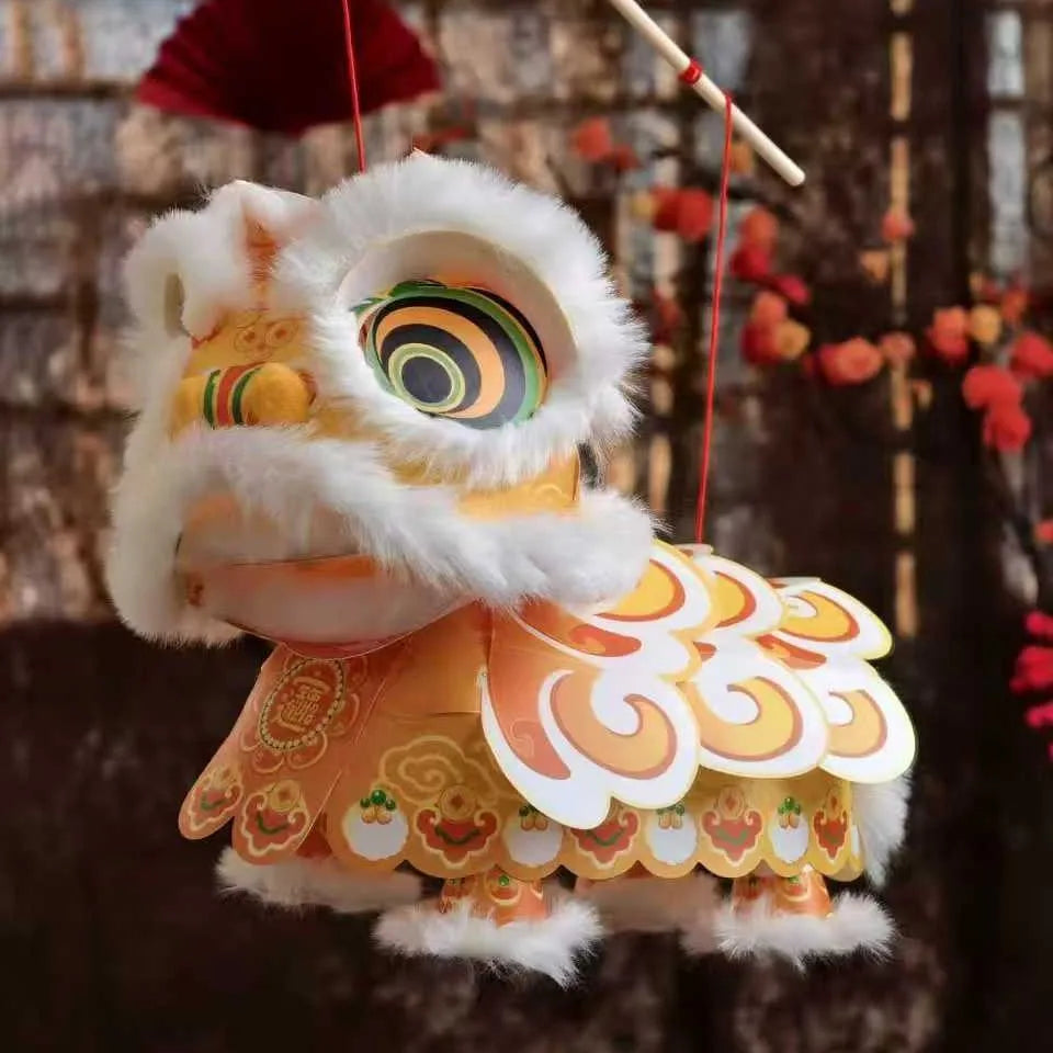 New Year Spring Festival Lantern Festival Year of The Horse Lion Dance Lantern Handmade DIY Kids Craft Kit Festival Decoration Peaceful Pleasures Health and Wellness 25-25cm Style4