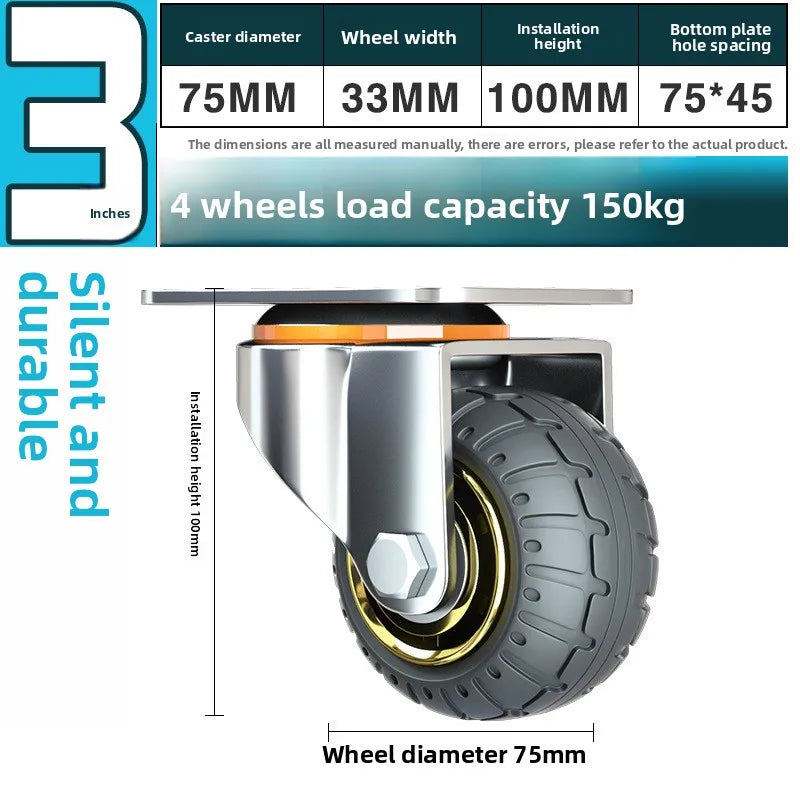 3/4/5 Inch Silent Swivel Rubber Caster Wheel – Heavy Duty