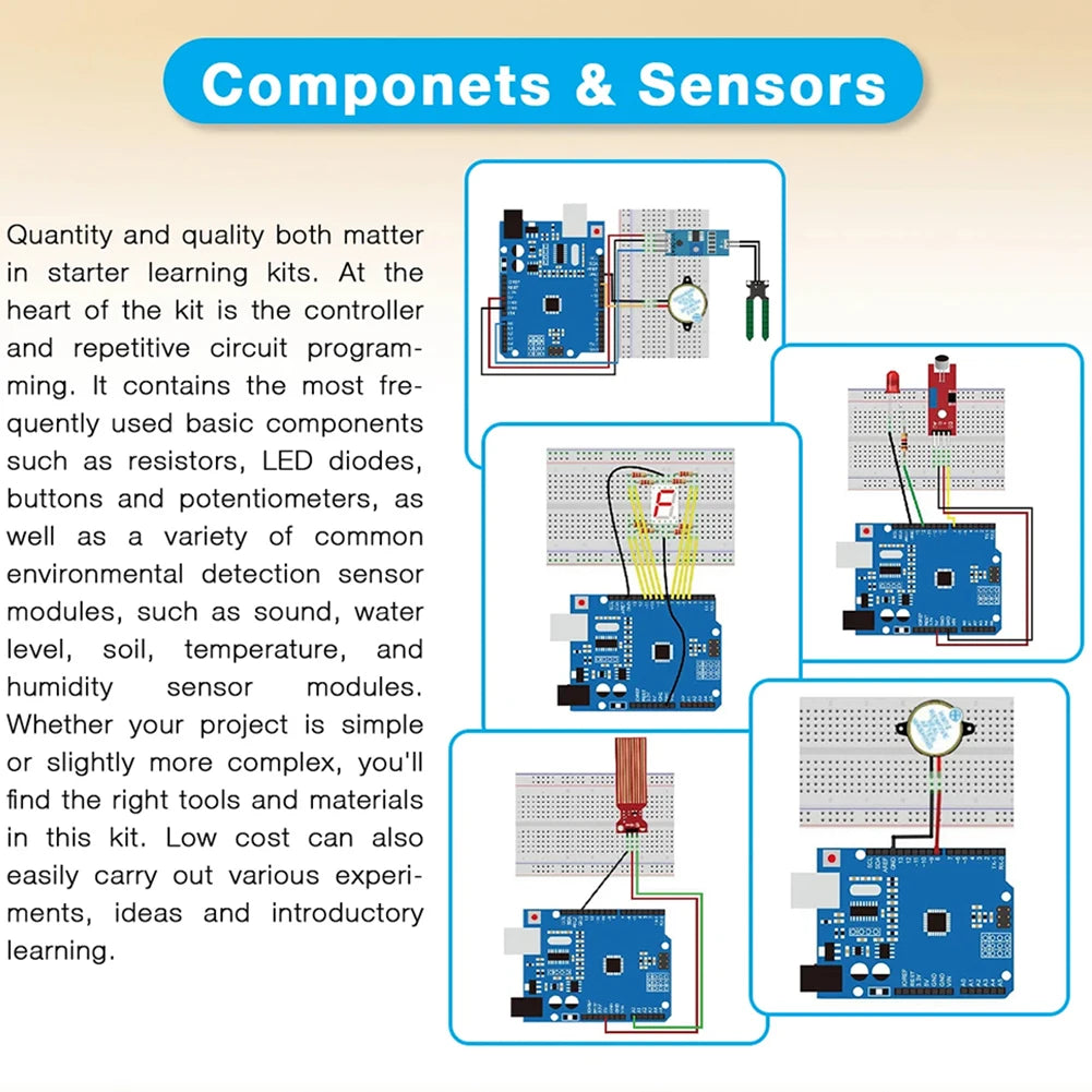 Arduino UNO R3 Starter Kit – Breadboard, Sensors & Components
