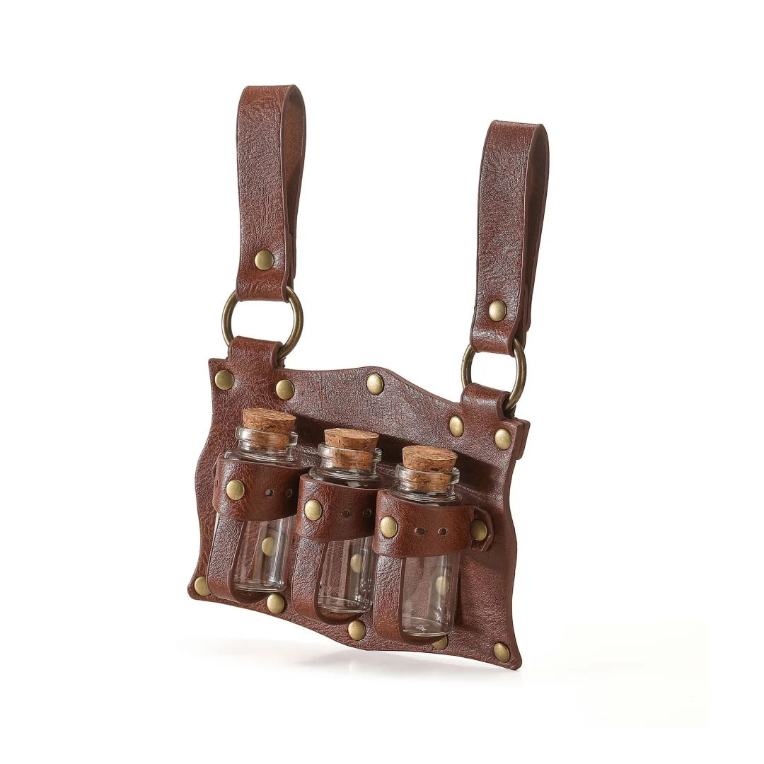 Renaissance Costume Accessories Belt Pouch Potion Bottles Leather