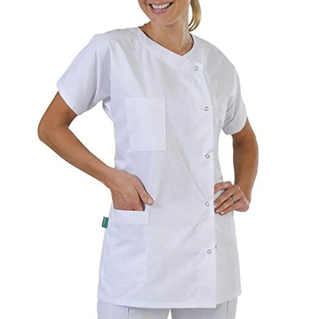 Women's Nurse Scrub Top – Multi-Pocket Medical Uniform Shirt