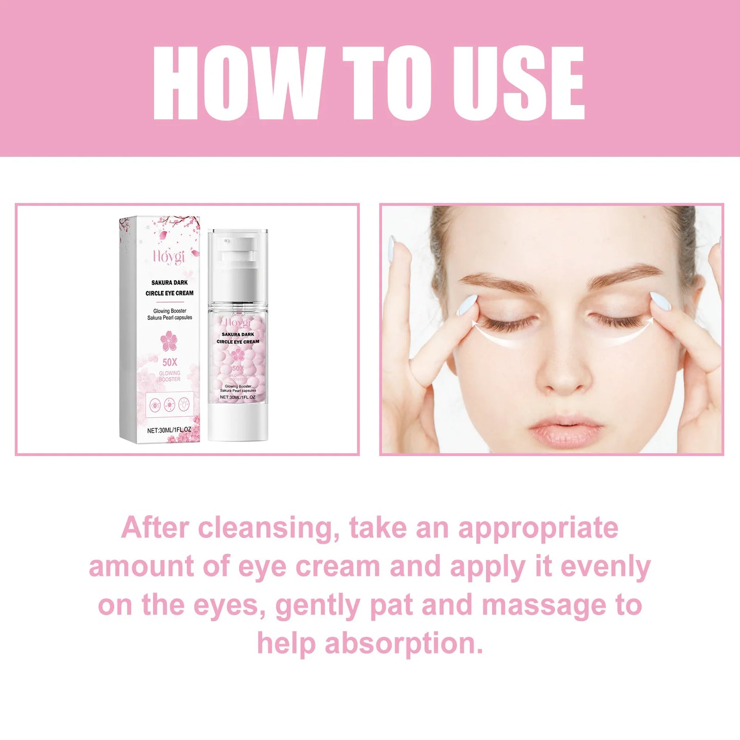 Sakura Eye Cream Anti Dark Circles Remove Eye Bag Fade Fine Lines Against Puffiness Firming Brightening Moisturizing Eye Serum Peaceful Pleasures Health and Wellness