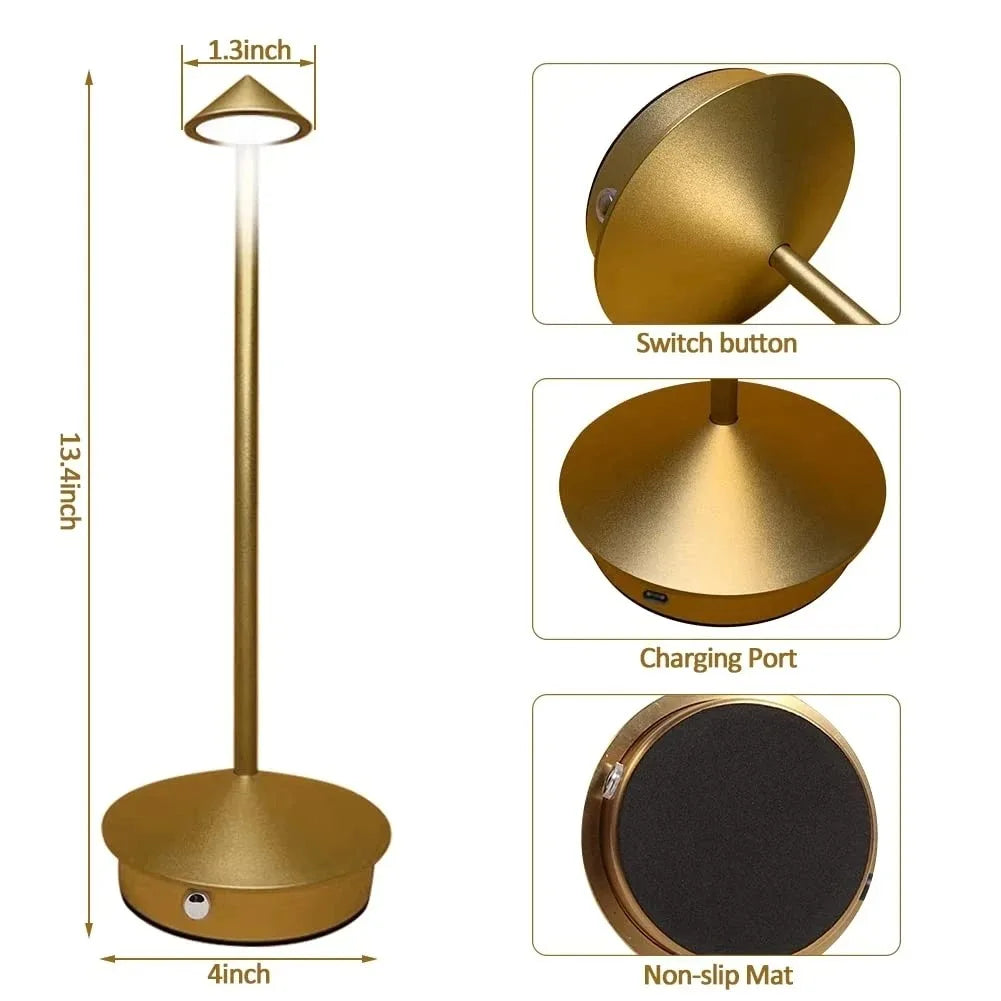 3 Color Rechargeable Table LED Lamp Touch Sensor Night Desk Lamp for Restaurant Hotel Bar Bedroom Stepless Dimming Light Peaceful Pleasures Health and Wellness