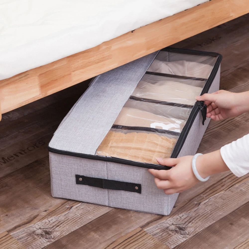 Clothing Storage Bag Made Of Cotton And Linen Washable Separated Dust-Proof Thickened Suitable For Moving Bed Bottom Storage Box Peaceful Pleasures Health and Wellness