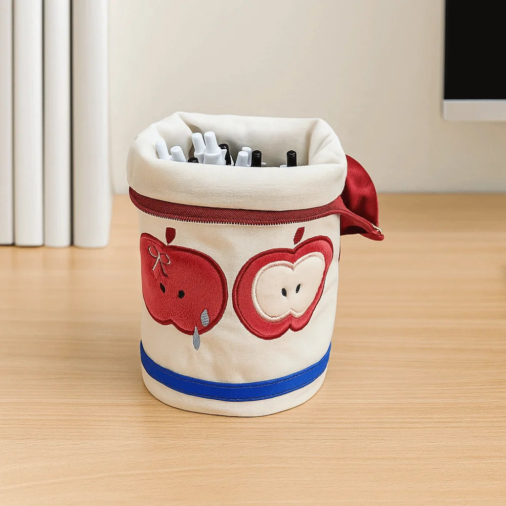 Desktop Storage Cartoon Cat Stationery Bag Korean Style Large Capacity Handheld Pen Container Fruit Water Cup Shape Peaceful Pleasures Health and Wellness