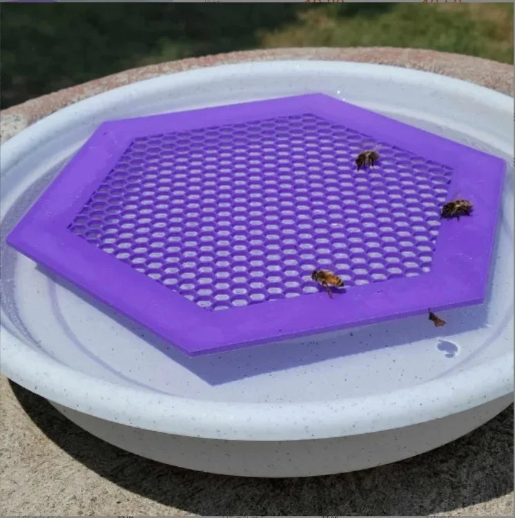 Anti-Drowning Bee Waterer – Hexagonal Acrylic Tray with Lure Cups for Beehive Hydration Peaceful Pleasures Health and Wellness Purple