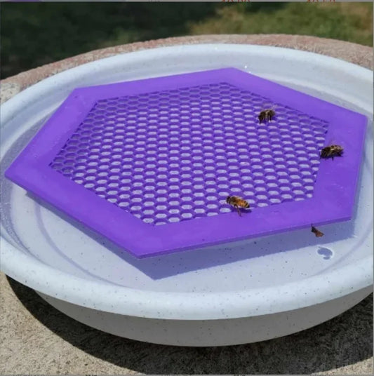 Anti-Drowning Bee Waterer – Hexagonal Acrylic Tray with Lure Cups for Beehive Hydration Peaceful Pleasures Health and Wellness Purple