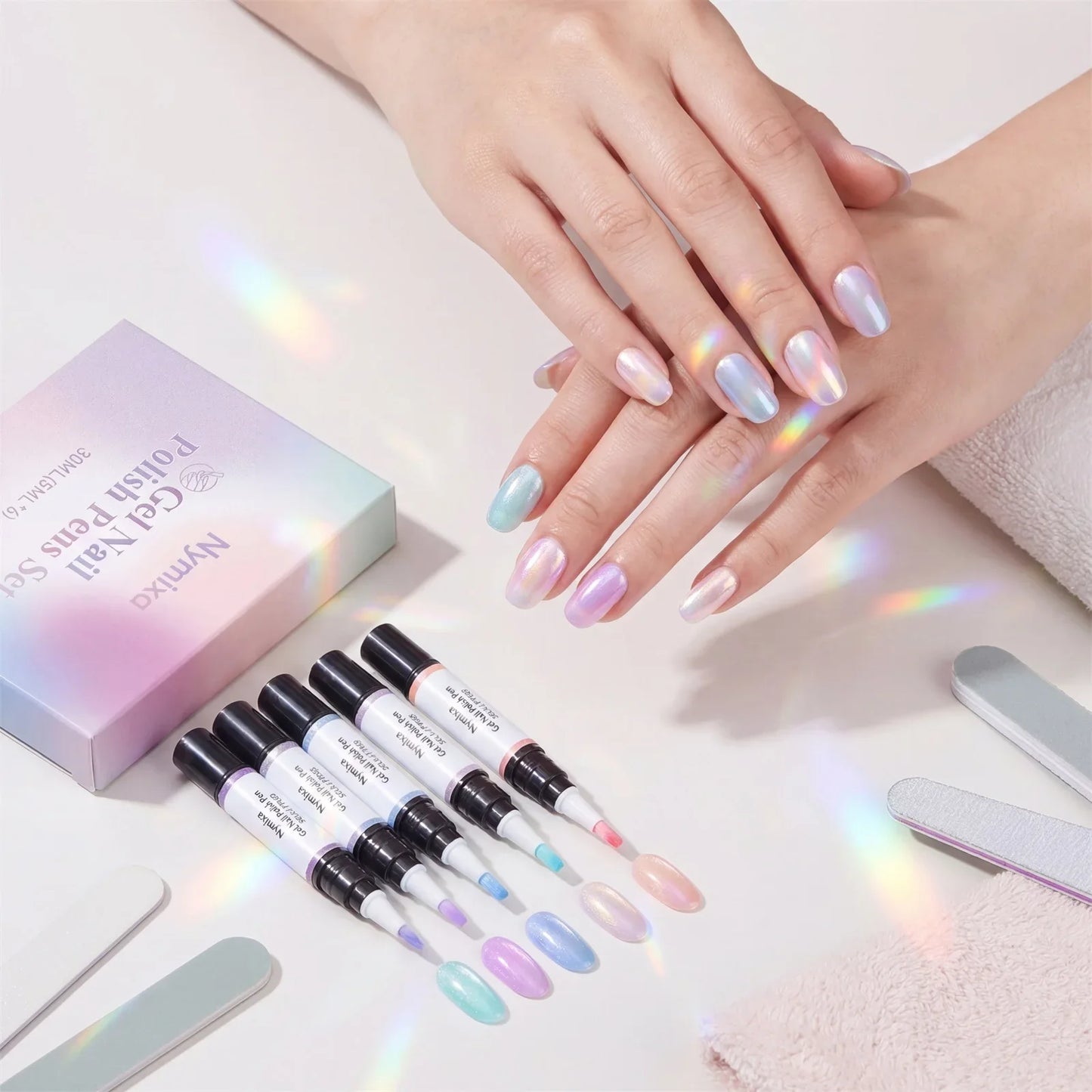 3-in-1 Gel Nail Polish Pen Set – 6 Colors, Quick Dry & Long Lasting