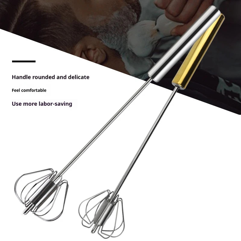 Semi Automatic Mixer Whisk Egg Beater Stainless Steel Manual Hand Mixer Self-Turning Cream Utensils Kitchen Mixer Egg Tools Peaceful Pleasures Health and Wellness