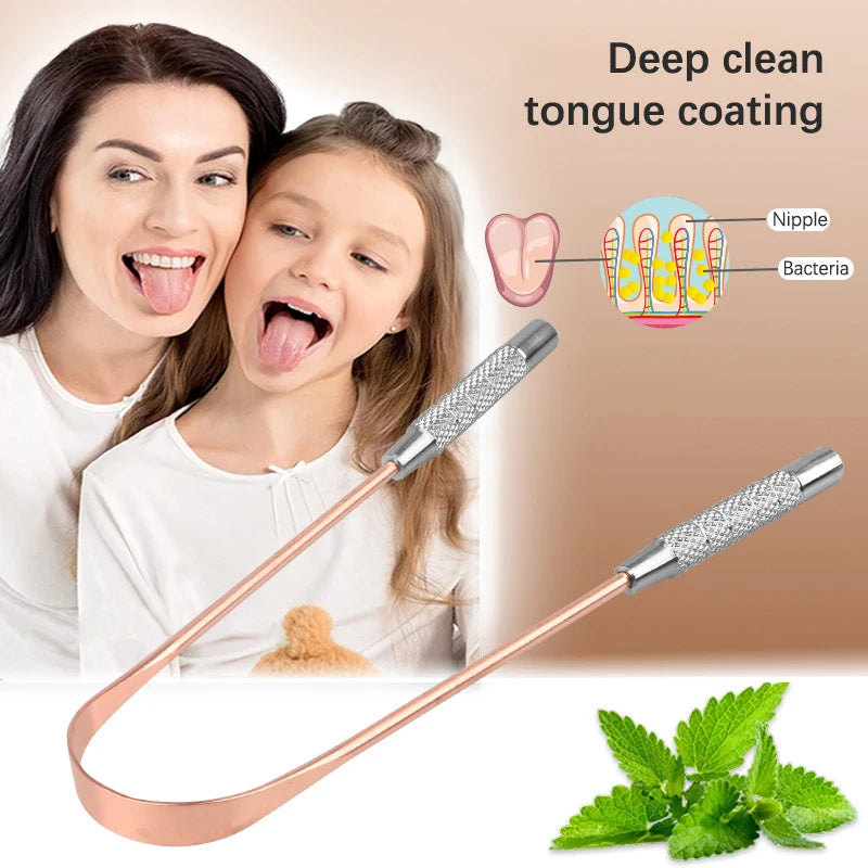 1PCS Copper Tongue Scraper Oral Tongue Cleaner Brush Tongue Toothbrush Oral Hygiene High Quality Tounge Scraper Peaceful Pleasures Health and Wellness