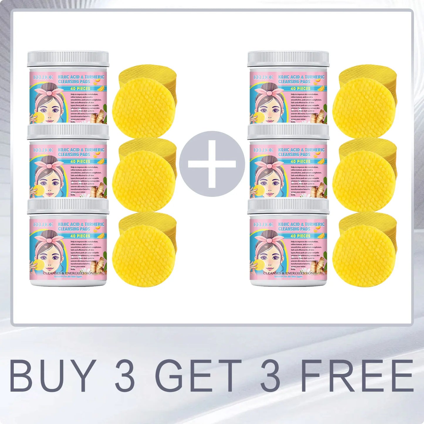 EELHOE Turmeric Kojic Acid Facial Cleansing Pads 40 Pcs