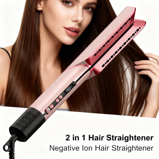 2 in 1 Hair Straightener & Hair Dryer Negative Ion Hair straightener Dry wet use High-Speed Brushless Motor Straightening Brush Peaceful Pleasures Health and Wellness