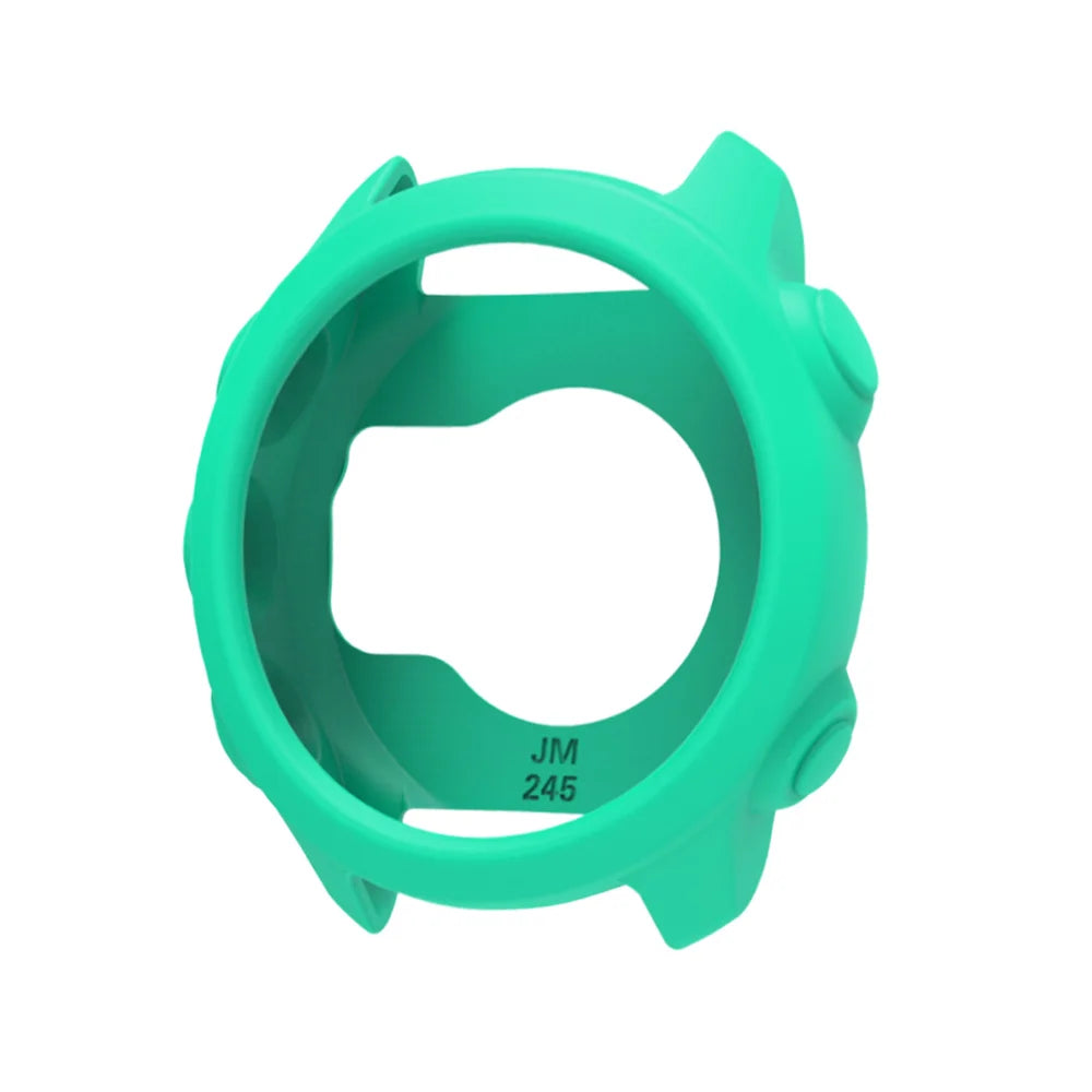 Silicone Protective Case Cover +Strap For Garmin Forerunner 245M/245 Smartwatch Strap Protector Shell Frame Protective Cases Peaceful Pleasures Health and Wellness mint green only case Forerunner 245 245M