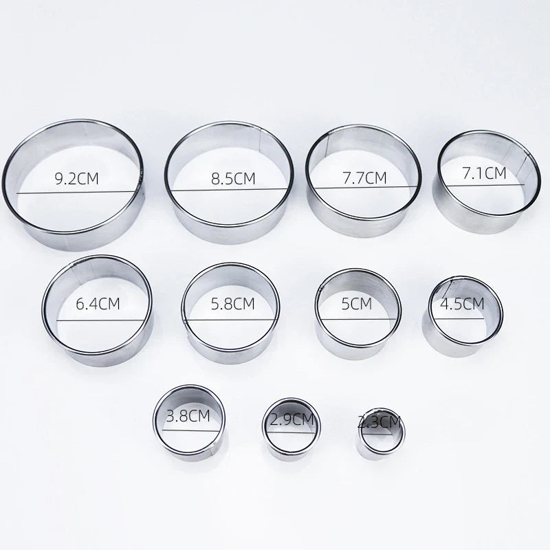 11-Pc Stainless Steel Round Cookie Cutter Set – Biscuit & Mousse