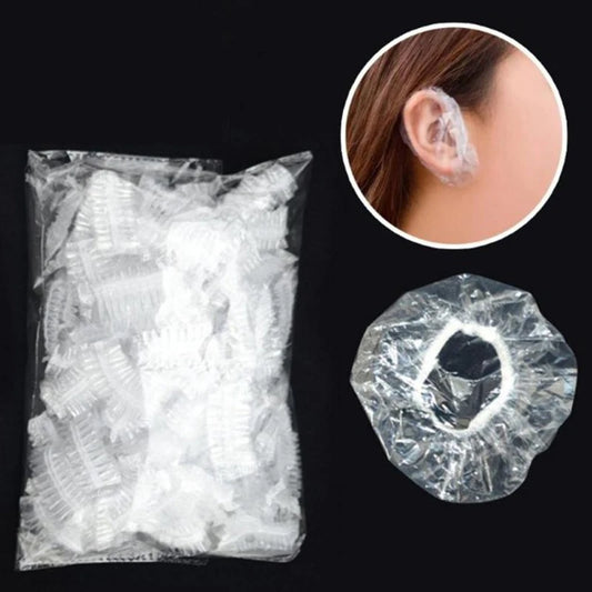 100pcs Disposable Earmuffs Waterproof Plastic Shower Cap Ear Protection Hair Dye Oil Bath Shower Salon Ear Protector Peaceful Pleasures Health and Wellness