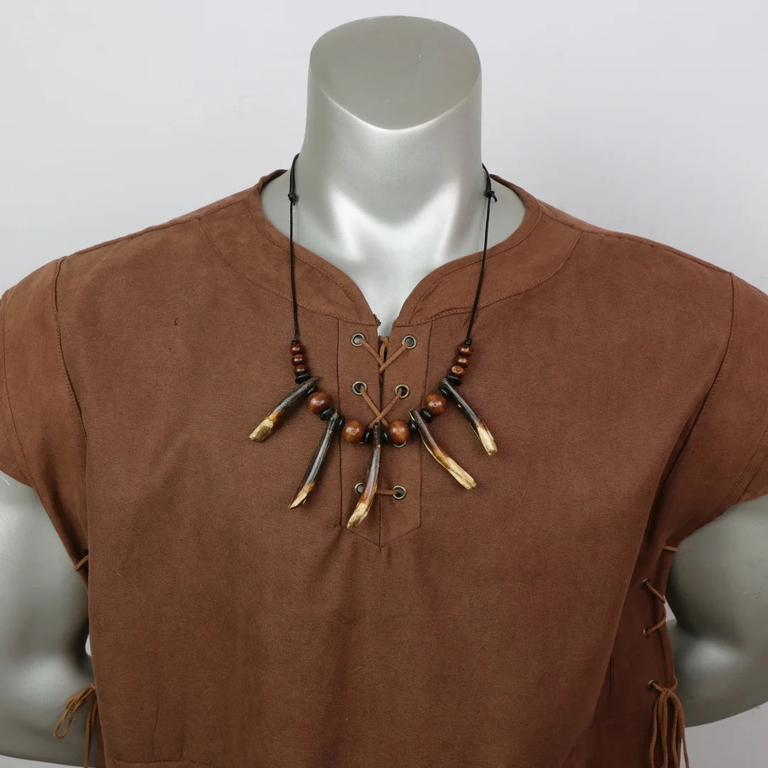 Viking Tribal Tooth Pendant Necklace Medieval LARP Costume Jewelry