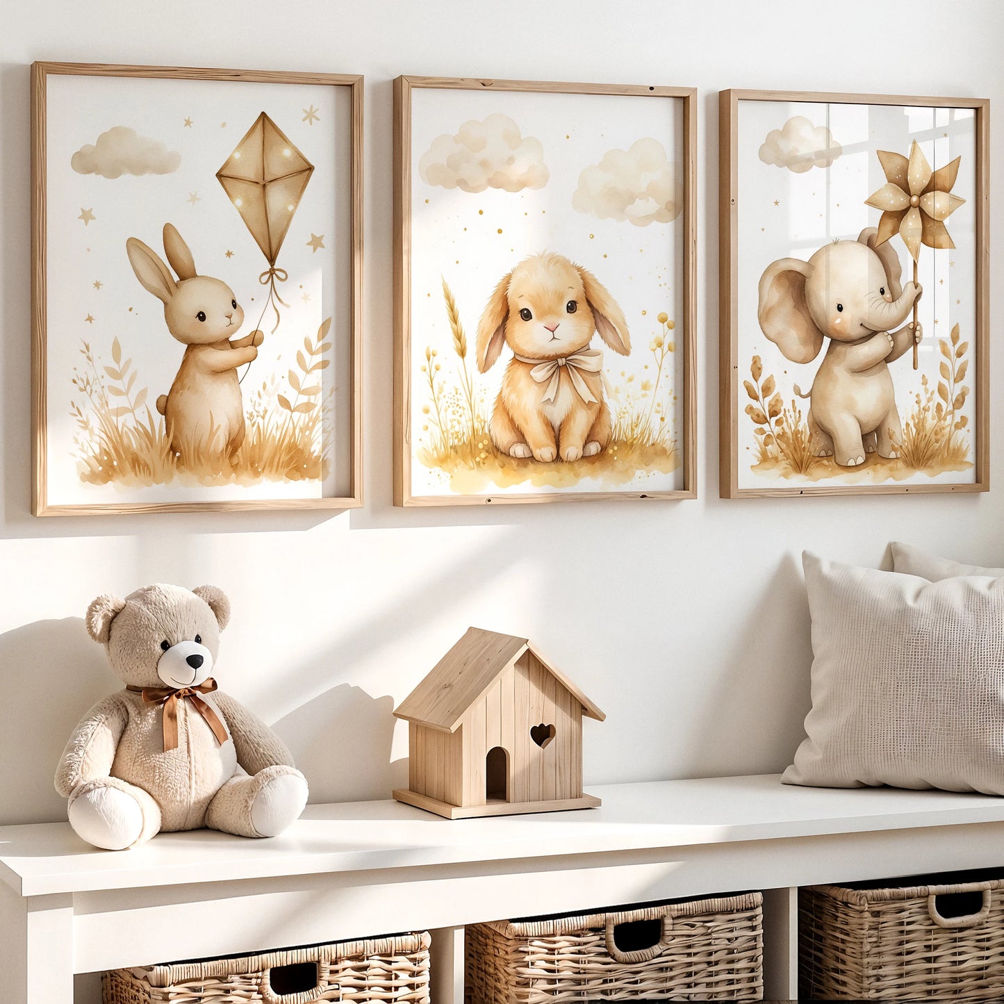 3-Piece Cartoon Animals Canvas Wall Art | Kids Room Decor