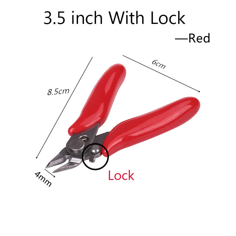 3.5/5 inch Wire Cable Cutter Multi-Functional Electrical Mini Cutting Plier Side Snips Flush Pliers Diagonal Cutting Pliers Tool Peaceful Pleasures Health and Wellness 3.5 inch-Red