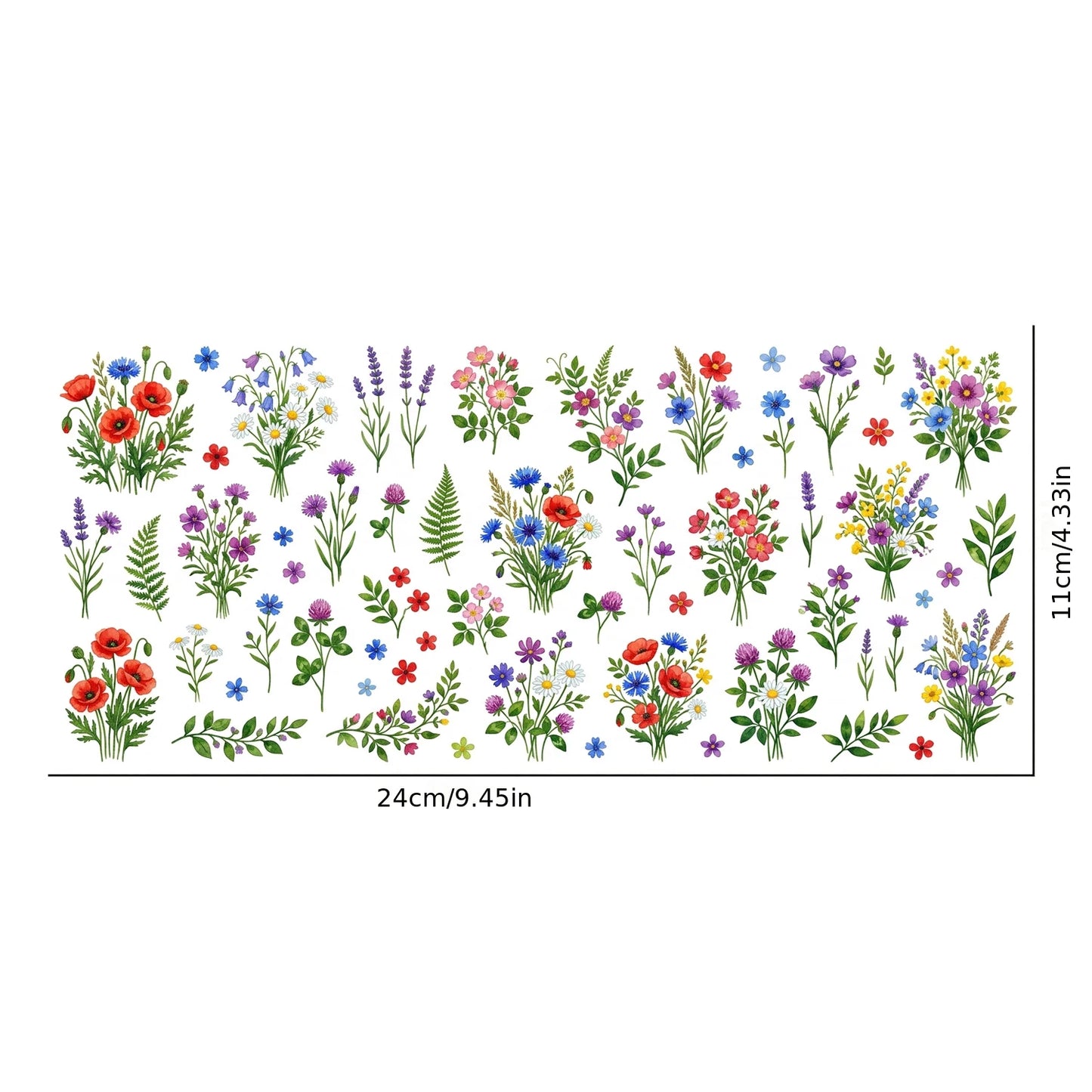 Watercolor Wildflower UV Transfer Stickers | Floral Rub-On Decals