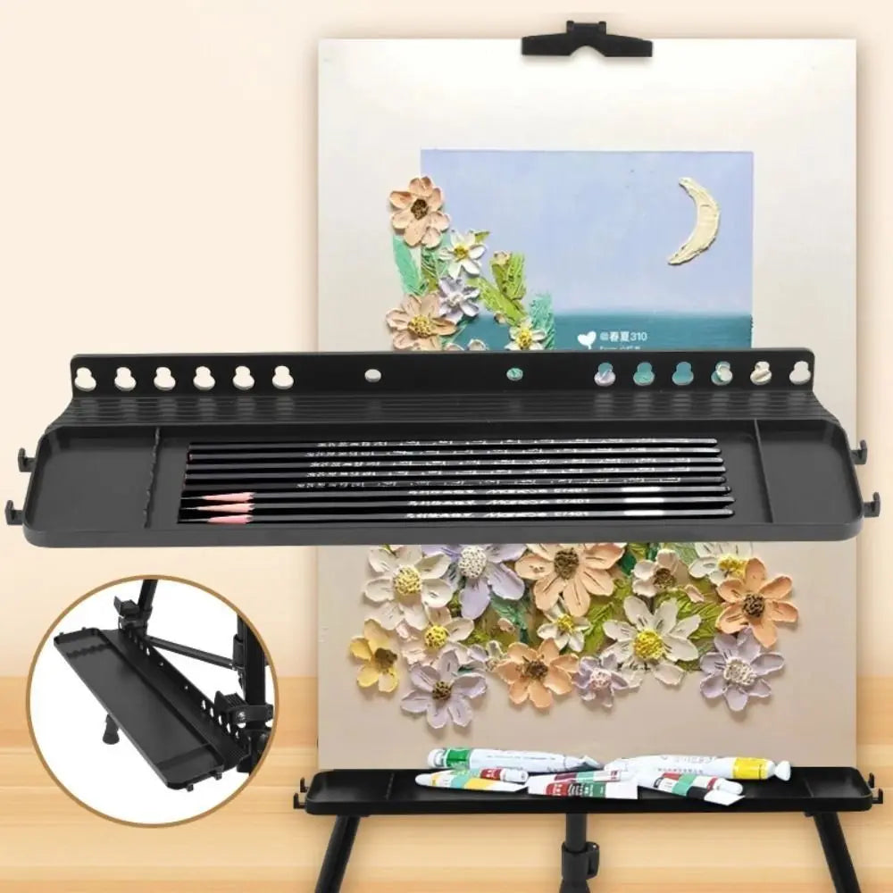 Support Rack Detachable Easel Tray Shelf Easy to Install Plastic Sketch Storage Rack Durable 34X10CM Painting Tools Tray Artists Peaceful Pleasures Health and Wellness