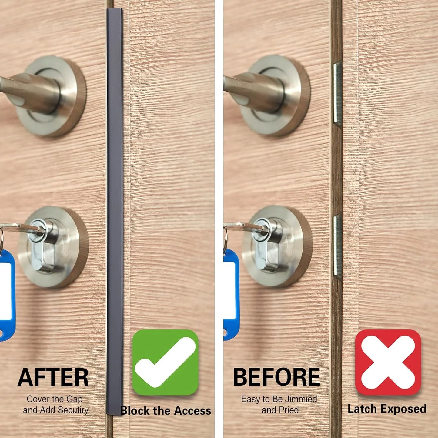 Door Latch Guard Home Security Lock Plate L-shaped Outswing Protector