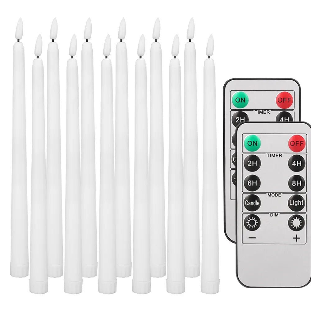 LED Flameless Taper Candles 11" Flickering | Remote & Timer