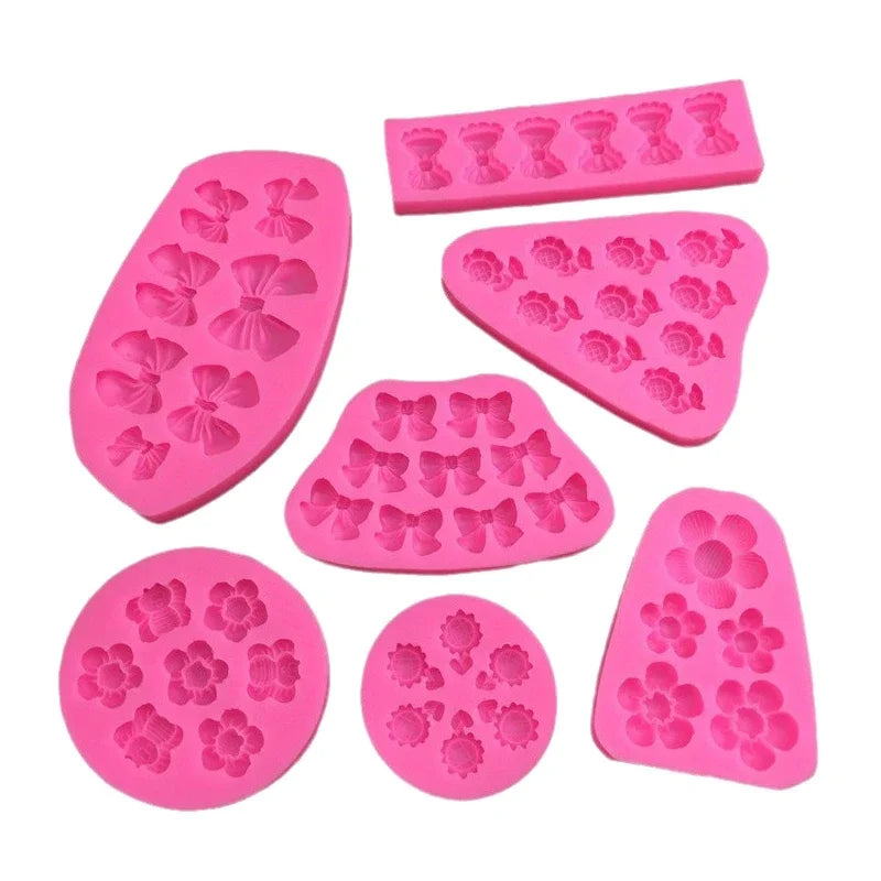Cartoon Flowers Bow Bee Fondant Silicone Mold – Cake Decorating