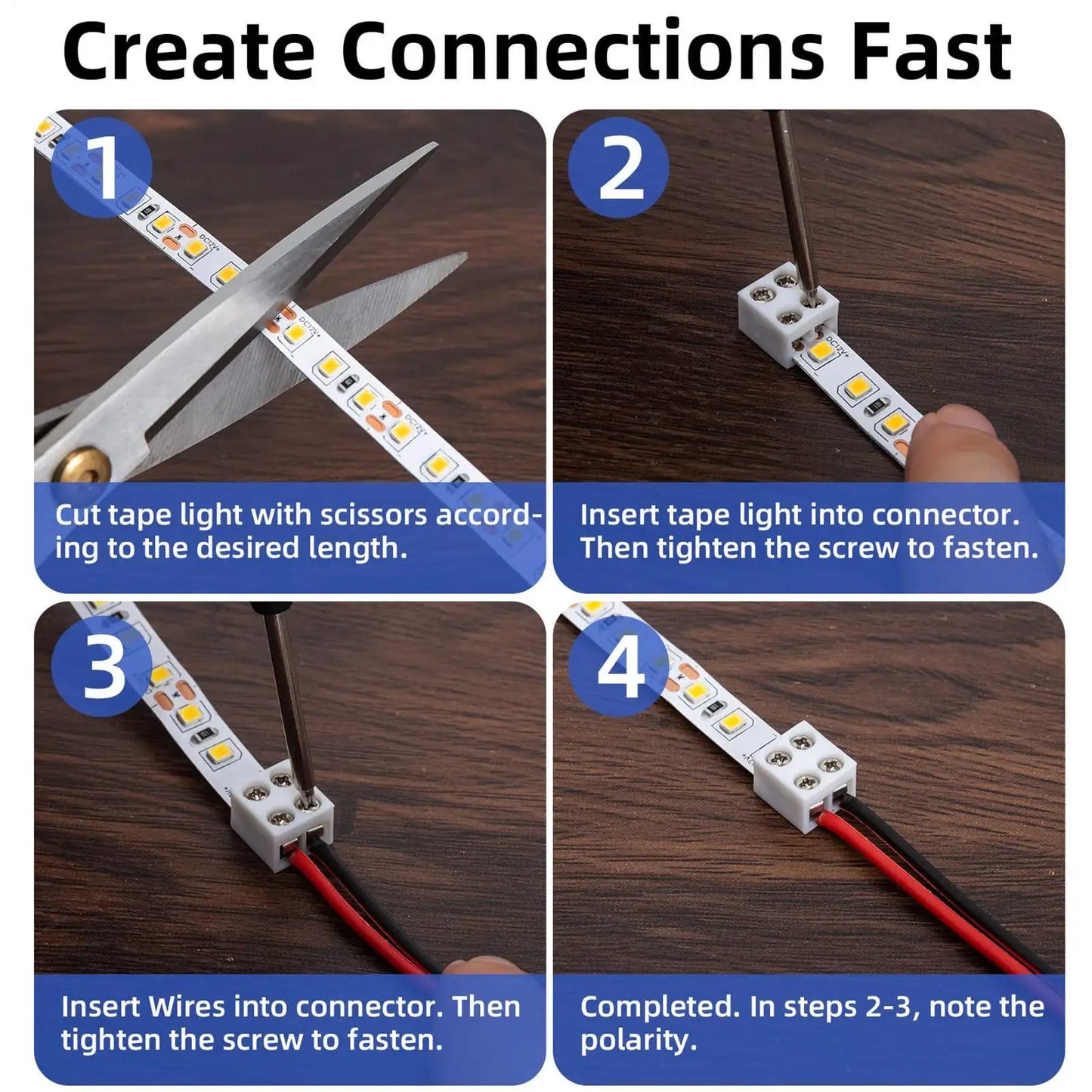 8mm Solderless LED Strip Connector | Single Color Tape Lights LED Strip Connector Peaceful Pleasures Health and Wellness