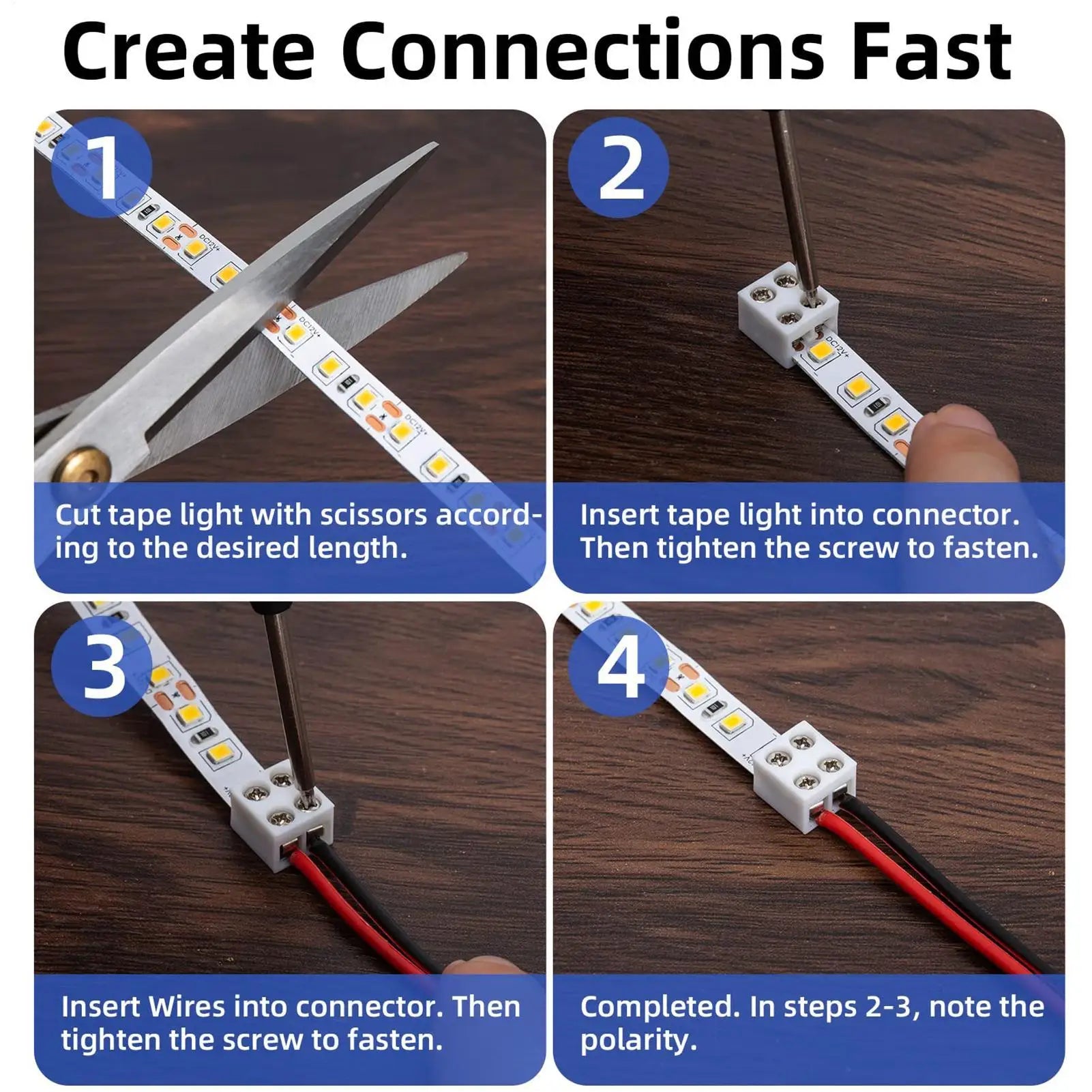 8mm Solderless LED Strip Connector | Single Color Tape Lights LED Strip Connector Peaceful Pleasures Health and Wellness